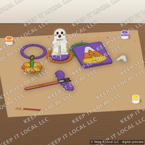 Halloween Wooden Toys SVG - Kids Paint Your Own Spinning Top, Bat Puppet, Ring Toss, Candy Corn Puzzle - Laser Cut File