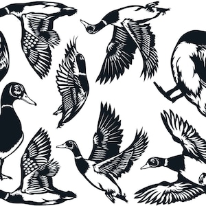 Vintage Ducks - Ceramic Overglaze Decal - Glass Fusing Decal - Enamel Decal - LEAD FREE & Food Safe