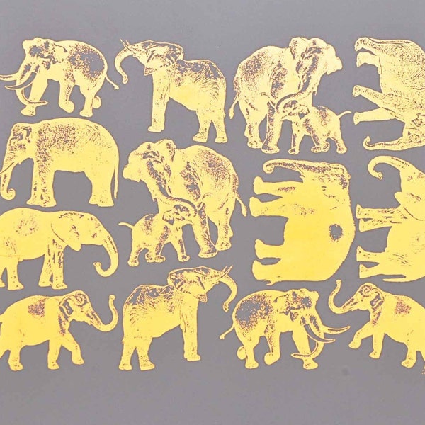 Elephants - Ceramic Decal Transfer - Glass Fusing Decal - Enamel Waterslide Decal - LEAD FREE & Food Safe