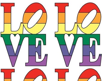 Rainbow LOVE- Ceramic Decal - Glass Decal - Enamel Decal - LEAD FREE & Food Safe