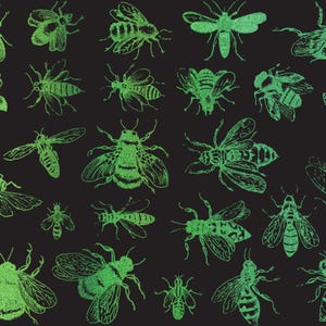 GLOW in the Dark Bees- Decals for Glass, Ceramic or Enamel - Not Food Safe - 1080F/580C