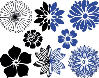 Cone 6 - Inglaze - Large Flowers Ceramic Decals, Glass Decals or Enamel Decals