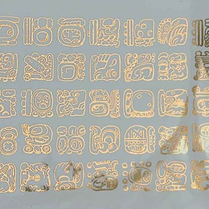 Mayan Glyphs - Ceramic Overglaze Decal - Glass Fusing Decal - Enamel Decal - LEAD FREE & Food Safe