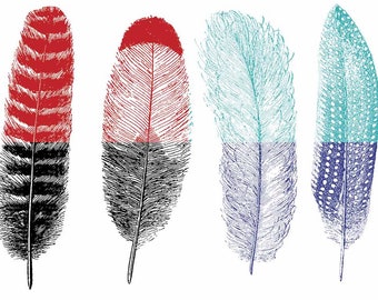 CONE 6 - Large Feathers #1 - Ceramic Decals, Glass Decals or Enamel Decals