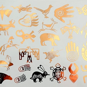 Native American Indian Decals with Kokopelli- Ceramic Overglaze Decal - Glass Fusing Decal - Enamel Decal - LEAD FREE & Food Safe