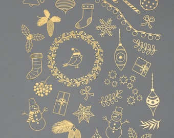 Christmas Trimmings - Ceramic Overglaze Decal - Glass Fusing Decal - Enamel Decal - LEAD FREE & Food Safe