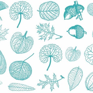 Small Leaves Decals for Ceramic, Glass and Enamel CONE 6 Teal