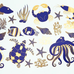 Two-Color Mixed Ocean Creatures -  Decals for Ceramic, Glass and Enamel