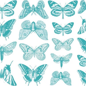 Small Butterfly Ceramic Decals, Glass Decals or Enamel Decals CONE 6 Teal
