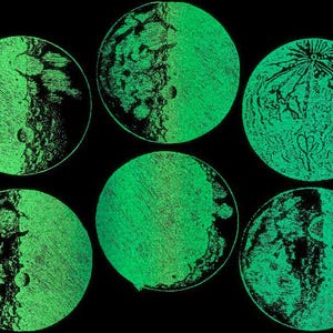 GLOW in the Dark Moons - Decals for Glass, Ceramic or Enamel - Not Food Safe - 1080F/580C