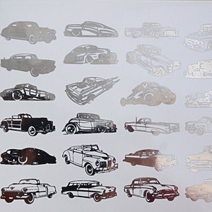 Small Retro Classic Car Ceramic Decals, Glass Decals or Enamel Decals image 4