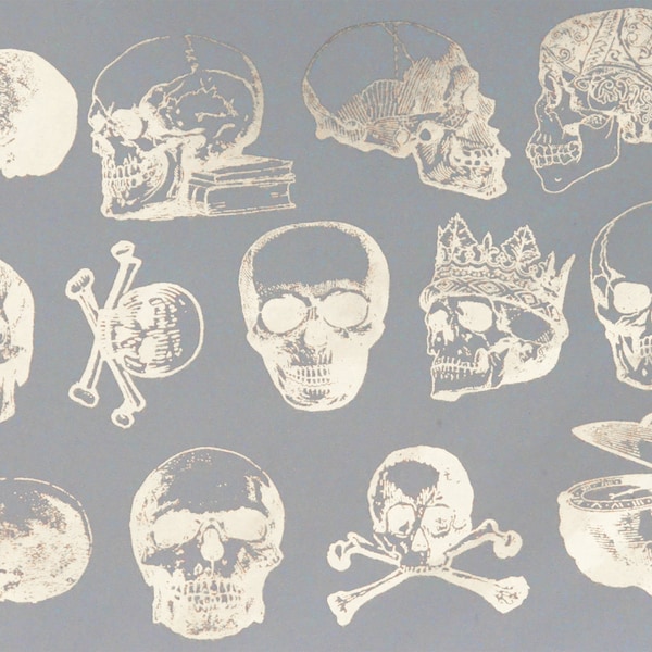 Vintage Skull Decals, Glass Fusing Decals, Waterslide Decals, Ceramic Transfers