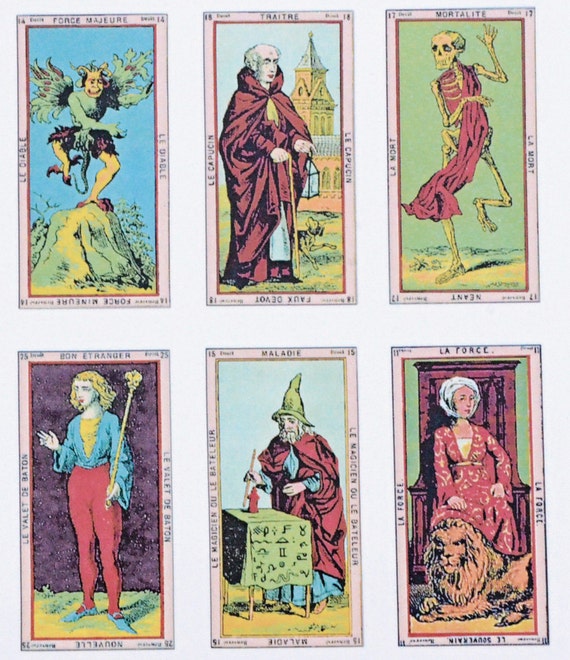 Antique French Tarot Cards #1 Decals - Ceramic Overglaze - Glass