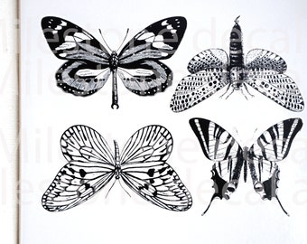 Large Butterfly Ceramic Decals, Glass Decals or Enamel Decals