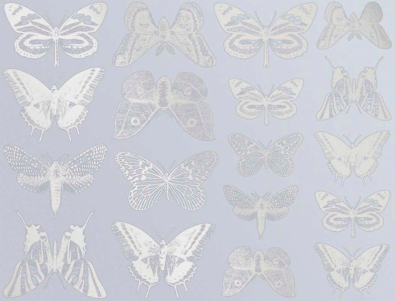 Small Butterfly Ceramic Decals, Glass Decals or Enamel Decals Silver luster