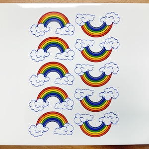 Rainbows with Clouds - Ceramic Overglaze Decal - Glass Fusing Decal - Enamel Decal - LEAD FREE & Food Safe