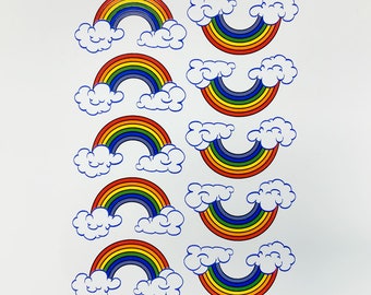 Rainbows with Clouds - Ceramic Overglaze Decal - Glass Fusing Decal - Enamel Decal - LEAD FREE & Food Safe