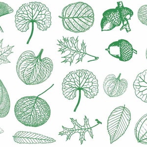 Small Leaves Decals for Ceramic, Glass and Enamel Green