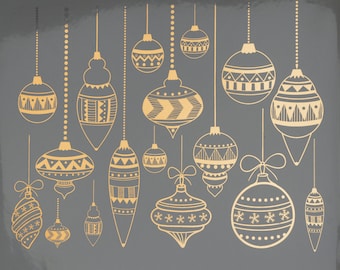 Classic Christmas Ornaments - Ceramic Overglaze Decal - Glass Fusing Decal - Enamel Decal - LEAD FREE & Food Safe
