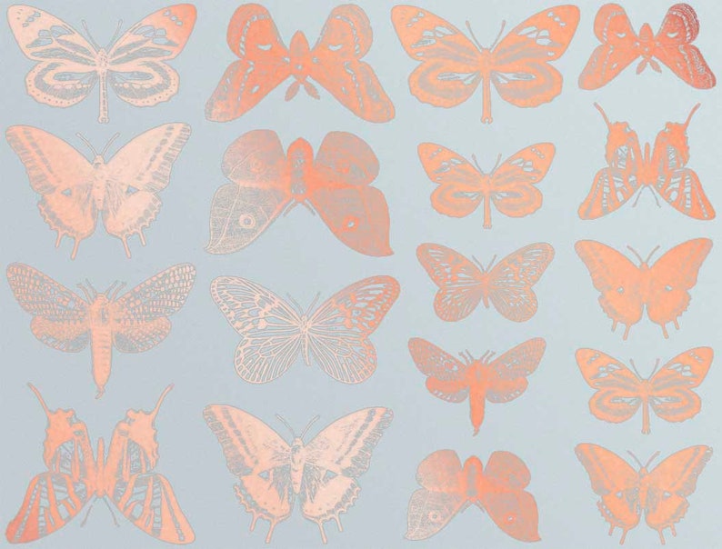 Small Butterfly Ceramic Decals, Glass Decals or Enamel Decals Copper Luster