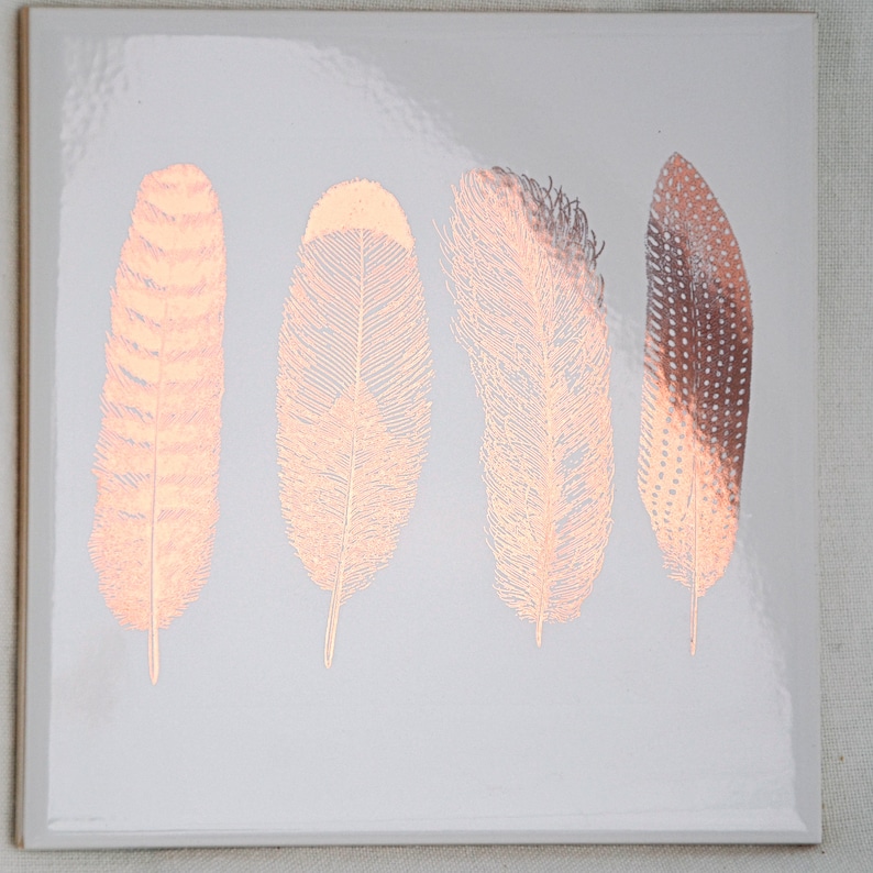 Large Feathers 1 Ceramic Decals, Glass Decals or Enamel Decals Copper Luster