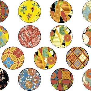Vintage Kimono Circles - Ceramic Overglaze Decal - Glass Fusing Decal - Enamel Decal - Not Food Safe