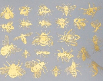 Ceramic Decals - Vintage Bees - Glass Fusing Decals, Waterslide Decals, Ceramic Transfers