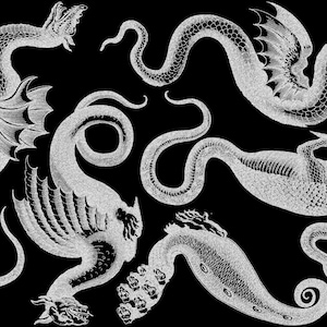Mythological Beasts - Ceramic Overglaze Decal - Glass Fusing Decal - Enamel Decal - LEAD FREE & Food Safe