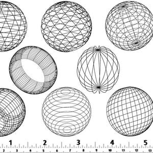 Geometric Spheres - Ceramic Overglaze Decal - Glass Fusing Decal - Enamel Decal - LEAD FREE & Food Safe