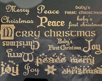 Christmas Expressions Decals, Glass Decals or Enamel Decals