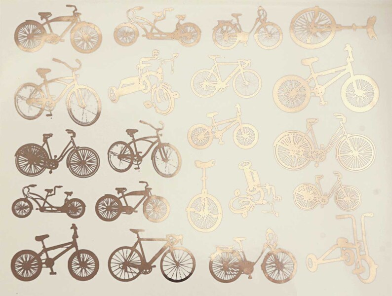 Small Bikes Ceramic Decals, Glass Decals or Enamel Decals Silver Luster