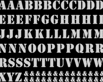 Stencil Alphabet - Ceramic Overglaze Decal - Glass Fusing Decal - Enamel Decal - LEAD FREE & Food Safe