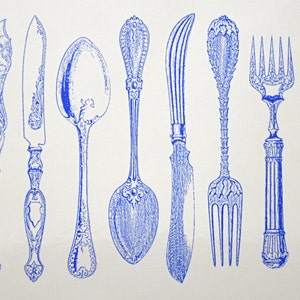 Vintage Silverware - Ceramic Overglaze Decal - Glass Fusing Decal - Enamel Decal - LEAD FREE & Food Safe