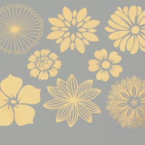 Ceramisches/ Glas Fusing Abziehbilder -  Grosse Goldene Blumen