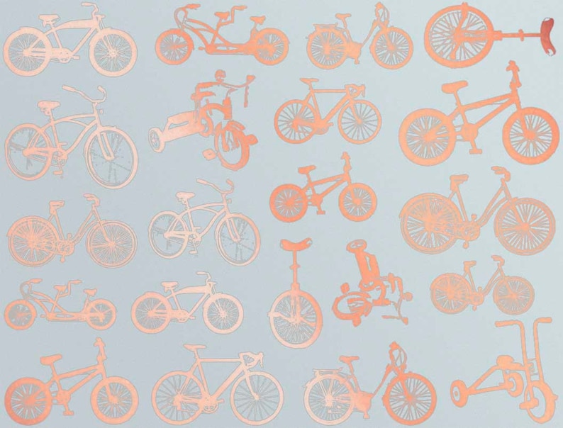 Small Bikes Ceramic Decals, Glass Decals or Enamel Decals Copper Luster