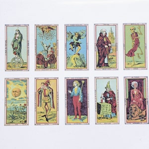 Ceramic  Decals - Antique French Tarot Cards #1 - Glass Fusing Decals, Enamel Decals