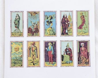 Ceramic  Decals - Antique French Tarot Cards #1 - Glass Fusing Decals, Enamel Decals