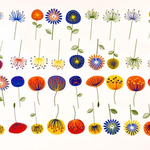 Rainbow Flowers - Ceramic Overglaze Decal - Glass Fusing Decal - Enamel Decal - LEAD FREE & Food Safe