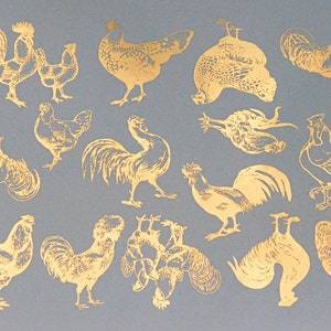 Vintage Chickens - Ceramic Overglaze Decal - Glass Fusing Decal - Enamel Decal - LEAD FREE & Food Safe