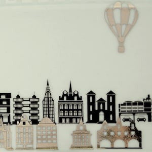Architectural Skyline Building - Ceramic Overglaze Decal - Glass Fusing Decal - Enamel Decal - LEAD FREE & Food Safe