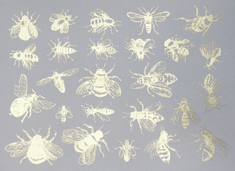 Ceramic Decals Vintage Bees Glass Fusing Decals, Waterslide Decals, Ceramic Transfers image 2