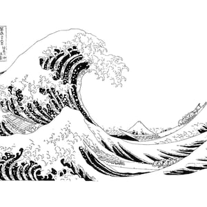 Hokusai Wave - Ceramiczna naklejka na szkliwie - Naklejka ze szkła łączonego - Naklejka emaliowana - BEZ OŁOWIU i bezpieczna dla żywności