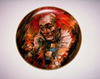 Vintage Collectors Plate, Don Ruffin Arizona Artist, The Clown Also Cries,Self Portrait 1979 Rare Limited Edition, Porcelain Collector Plate