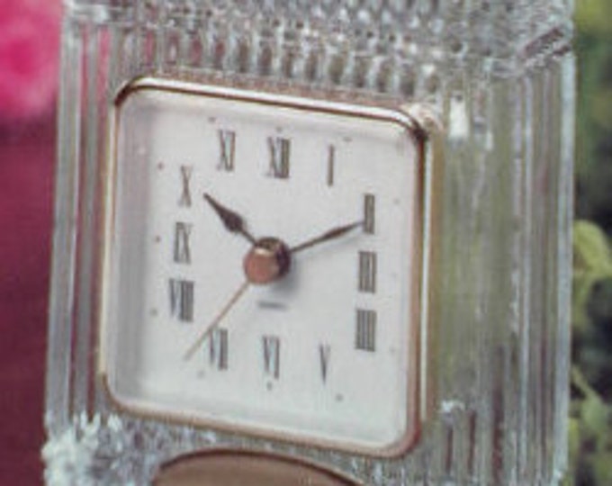 Vintage Square Quartz Crystal Desk Clock Small Leaded Crystal Desk