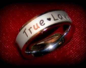 True Love Engraved Band Ring Stainless Steel Ring Promise Ring True Love Waits Ring Unisex True Love Ring Vintage Stainless Steel Ring Band