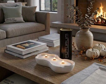Vela de arena otoñal en cuenco de cerámica / Vela grande de cera perlada / Decoración acogedora para el hogar en otoño y centro de mesa para Acción de Gracias