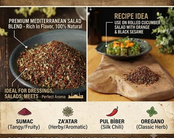 Set di spezie turche gourmet, miscela per insalata Gaziantep, sommacco, peperoncino Silk, timo