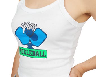 Play Pickleball Women's Spaghetti Strap Tank Top, Sporty Summer Wear, Activewear, Pickleball Gift, Casual Top, Fitness Apparel