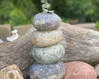 Stacked stone ceramic vase. Zen garden sculpture. Cairn pebble stone vase. Zen rock vase. Nature inspired décor. Ceramic art. CUSTOM ORDER