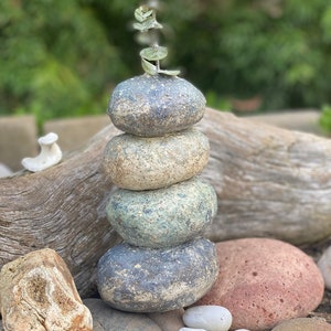 Stacked stone ceramic vase. Zen garden sculpture. Cairn pebble stone vase. Zen rock vase. Nature inspired décor. Ceramic art. CUSTOM ORDER